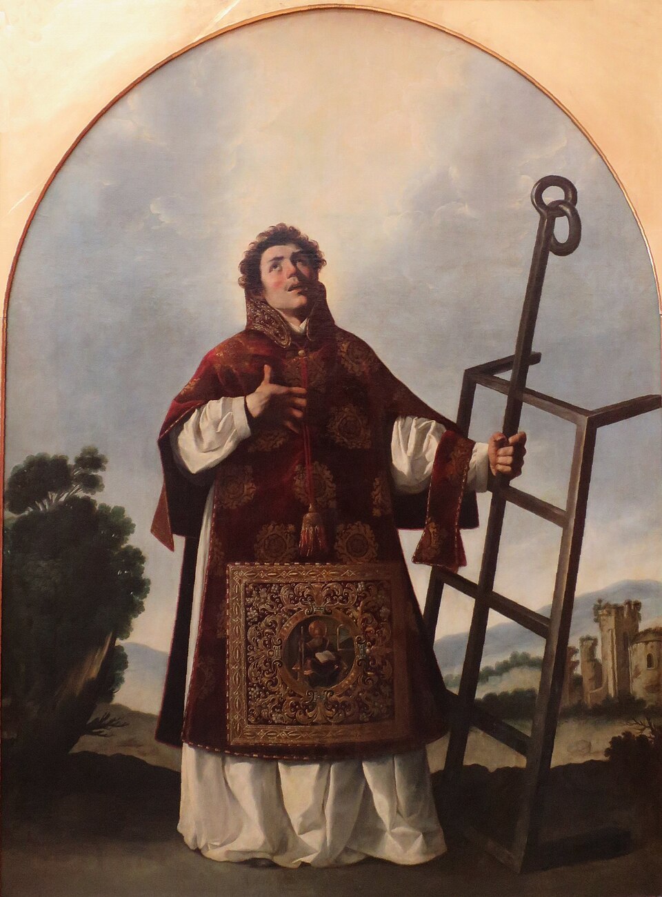 Św. Wawrzyniec w dalmatyce diakona, z kratą — obraz Francisca de Zurbarána